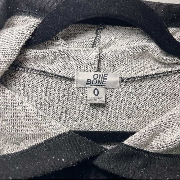 One Bone men's black salt and pepper long sleeve hooded long sleeve casual top 0 - Picture 5 of 8
